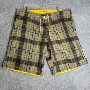 Da Hui Swim Trunks Mens Size 38-40 Plaid Board Shorts